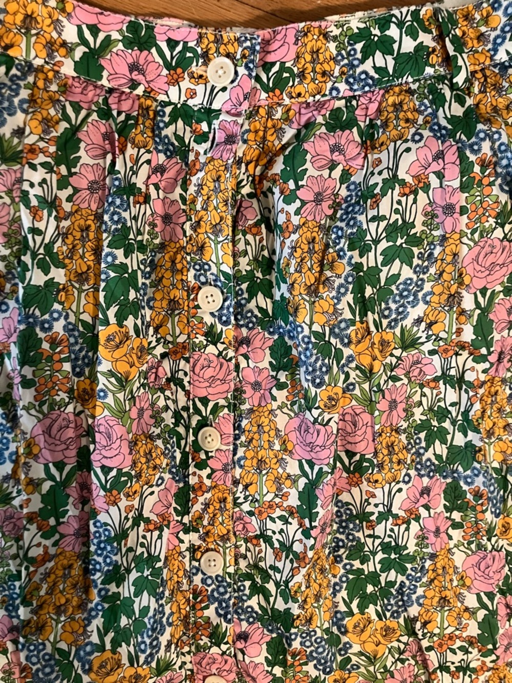 J. Crew x Liberty of London Floral A-Line Midi Skirt in Pink, Yellow & Green - Picture 2 of 3